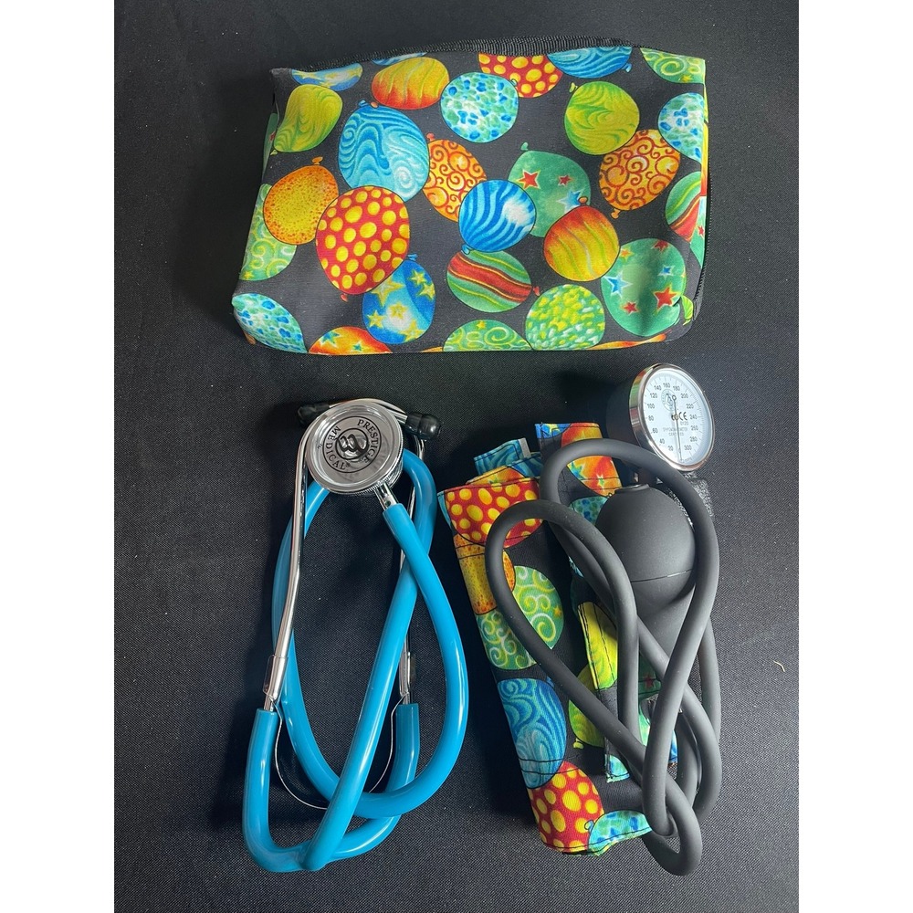 Prestige Medical Blood Pressure Kit Stethoscope Balloon Print Case Blue Set